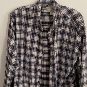 Cabela's Casual Blue and White Plaid Shirt